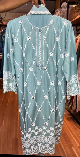 Pakistani Original Hayat’s Embroidered Stitched Cotton 3Pcs _ Mint 